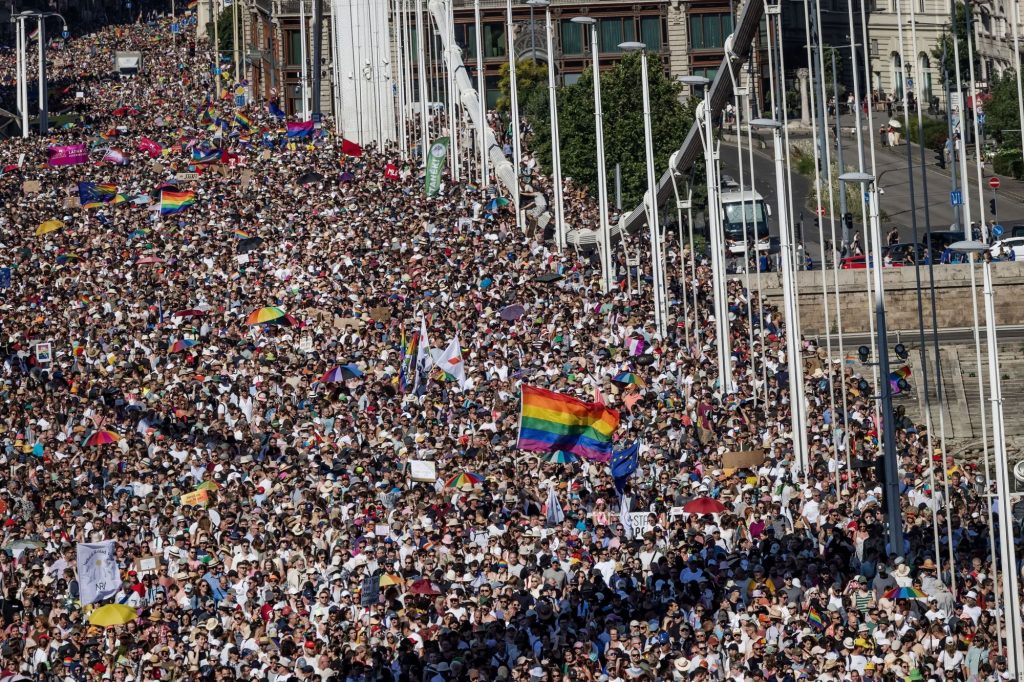 Hungary attempted to ban Budapest Pride in June 2025, but nearly 200,000 people -- a record number -- showed up anyway.Janos Kummer photo courtesy of Getty Images)