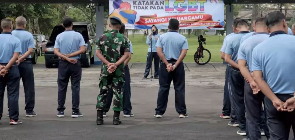 An anti-LGBT briefing at an Indonesian air base in December 2024. (Photo courtesy of New Mandala and the Indonesian Air Force)
