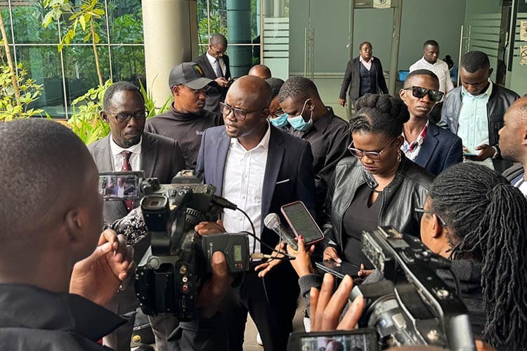 Edward Mwebaza addresses the media (Photo courtesy of HRAPF)