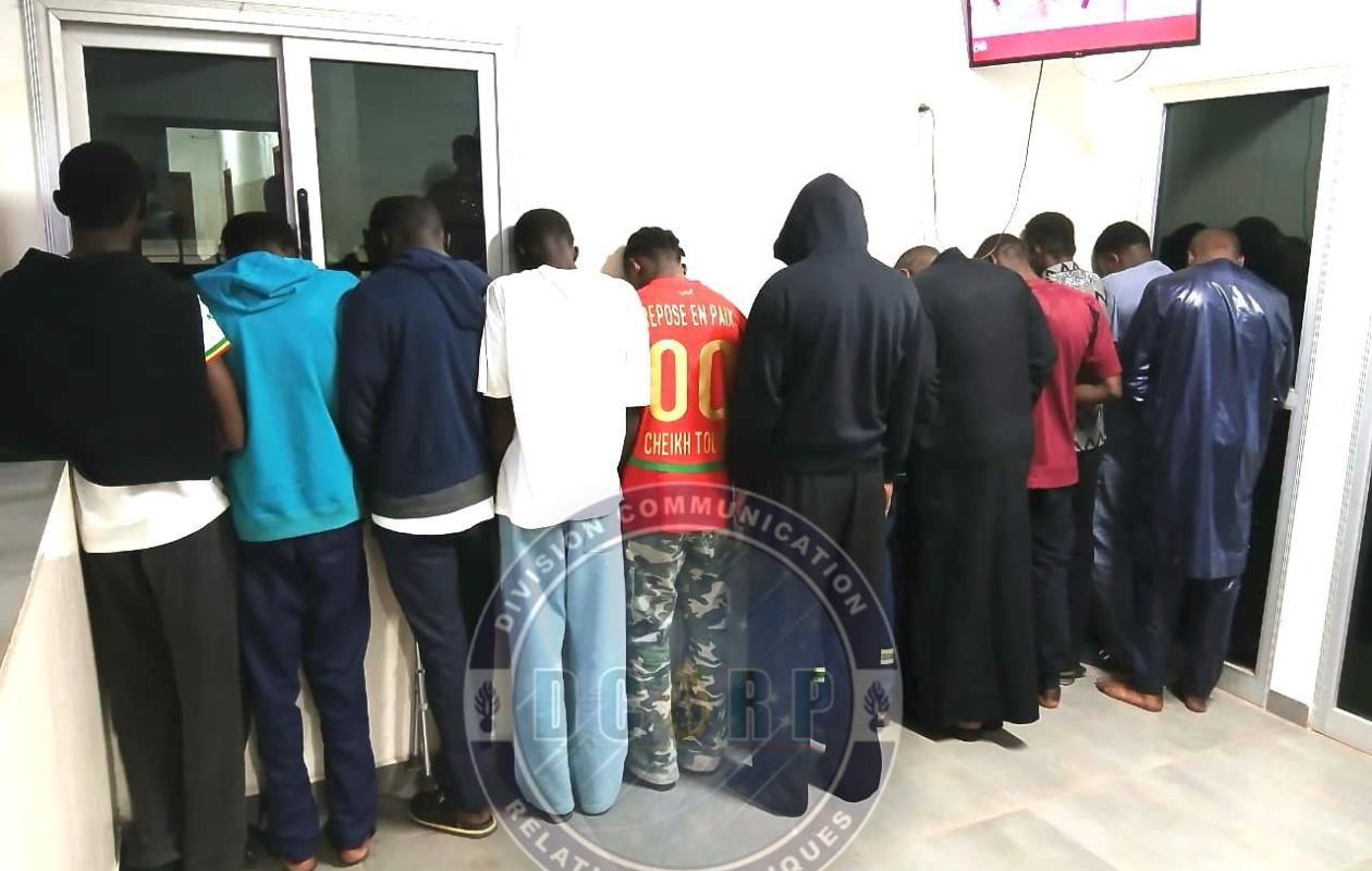Senegal's gendarmerie released this photo of 12 men arrested on homosexuality charges.