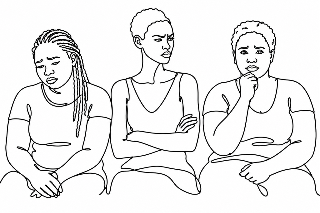 This illustration of Addie, Diane and Sonia was created by ChatGPT, based on descriptions of each of them by reporter Jean Jacques Dissoke.