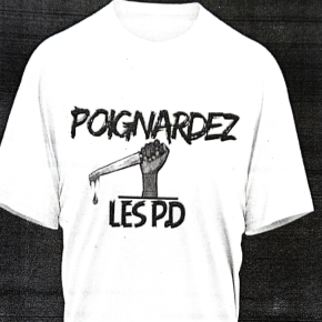 These T-shirts featuring the slogan "Stab the Faggots" were handed out at Cameroon musical artist Mélo du Quartier concerts.