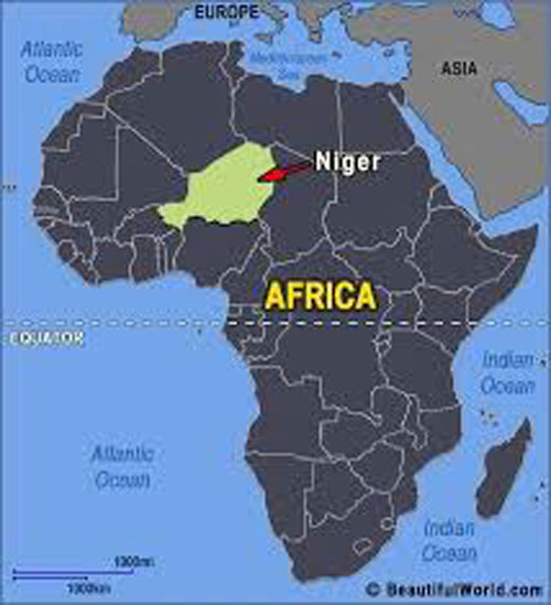 Location of Niger in Africa. (Map courtesy of BeautifulWorld.com)