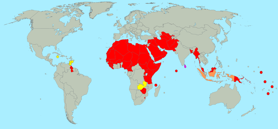 Map of countries criminalizing homosexuality, June 2026