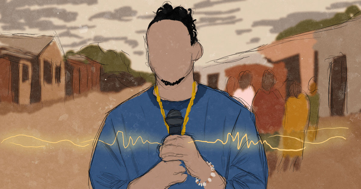 Illustration by Rex Opara shows the young musicians with soundwaves.
