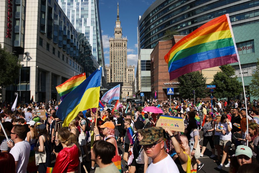 Around 5,000 people took part in the Kyiv Pride march on June 21. (Photo courtesy of N.Y. Daily News)