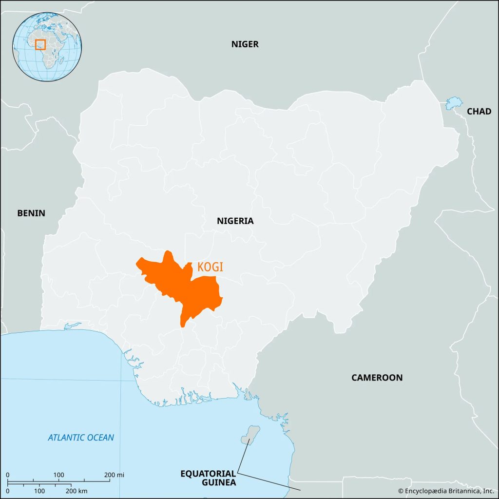 Location of Kogi State in north-central Nigeria,. (Map courtesy of Britannica.com)