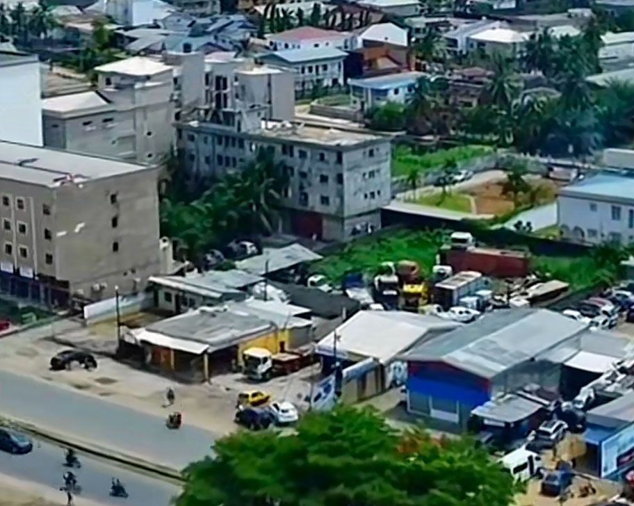 View of neighborhood of Douala from a drone. (Photo courtesy of TikTok)