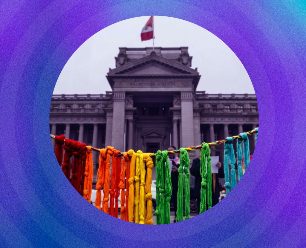 Each knot in this installation in front of the XXXX capitol building stands for a XXX who was killed. (Ray Valle Nagashiro photo courtesy of Outright In this photo from the cover of the Outright International report, each knot stands for a person who was killed because of their sexual orientation or gender identity. This installation was erected in front of the Palace of Justice inLima, Peru, (Ray Valle Nagashiro photo courtesy of Outright International)International)