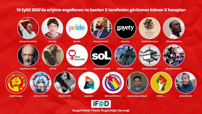 These are some of the accounts blocked as "promoters of LGBT" by Turkey, according to the Turkish Freedom of Expression Association (İFÖD) 