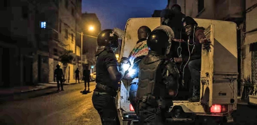 Nighttime arrests in Senegal. SeneNews used this image to illustrate its article about the 35 arrests. 